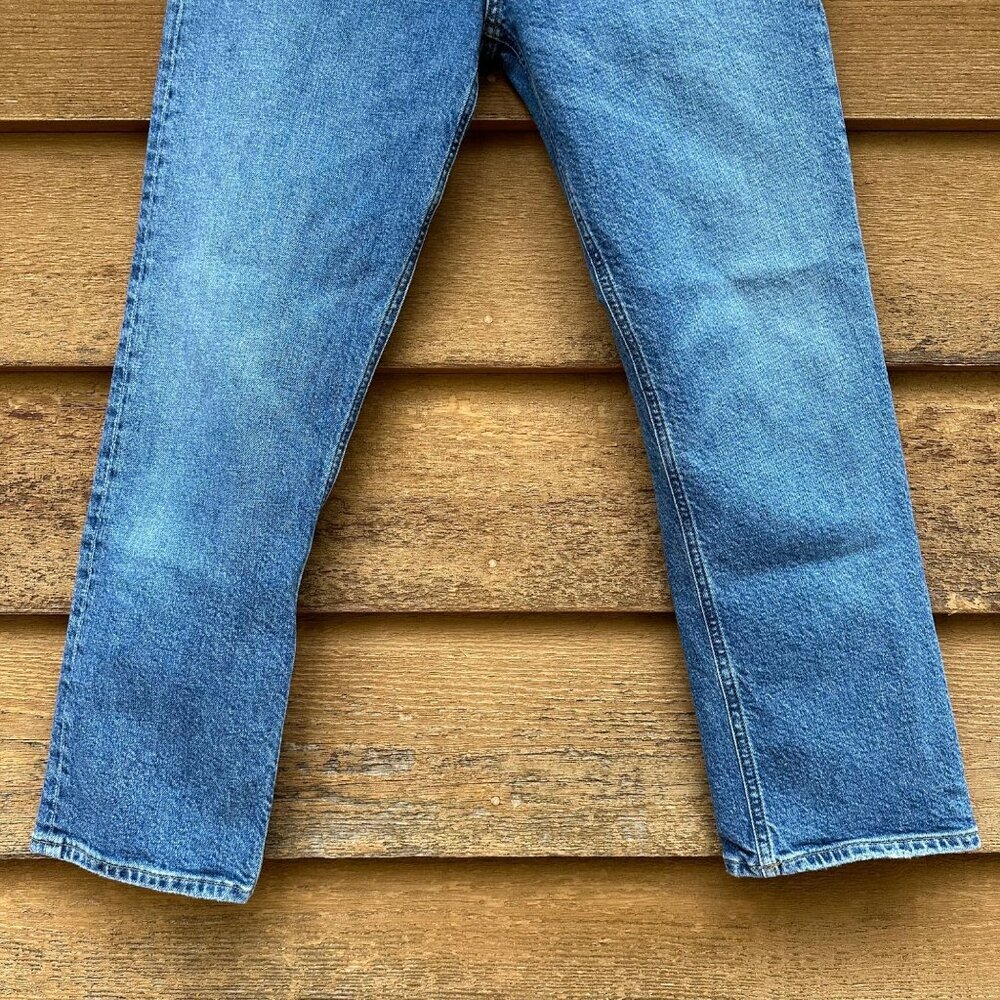 Agolde Riley Crop Button Fly High Waist Straight Leg Blue Jeans Size 28 - Picture 7 of 16
